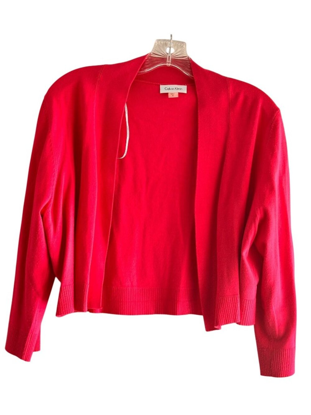 Calvin Klein Size XL Open-Front Cardigan Sweat Knit Long Sleeve Ribbed Pink